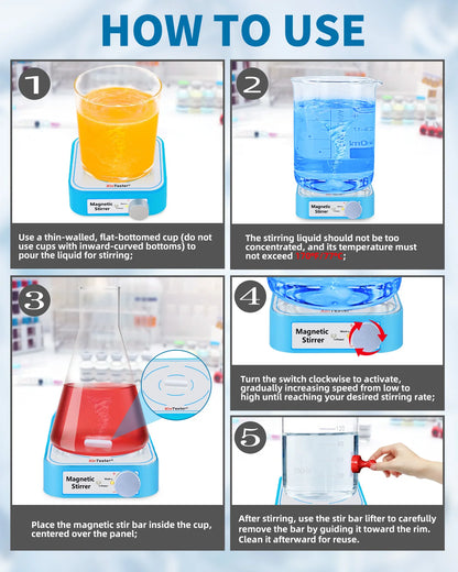 Xin Teste 3000RPM Mini Magnetic Stirrer, 3000ml  Stirrers for Low Viscosity Liquid, No Heating Basic/Rechargeable