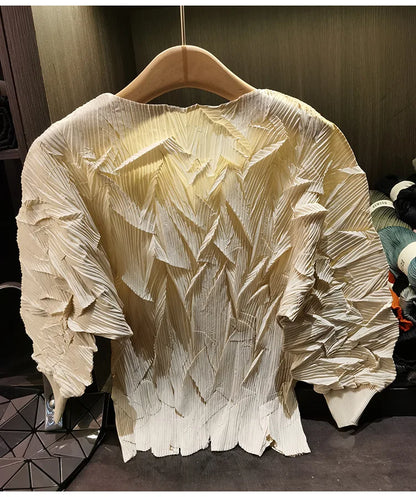 LANMREM New Batwing Sleeve Pleated Women's T-shirt American Style Loose Versatile Chic Round Collar Pullover Tops 2DB6558