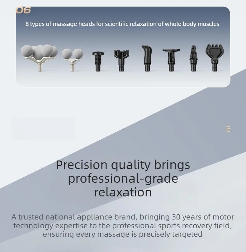Professional Five-head Fascia Gun Massage For Shoulder and Neck Muscle Relaxation Full Body Waist Back Silent Massage Gun