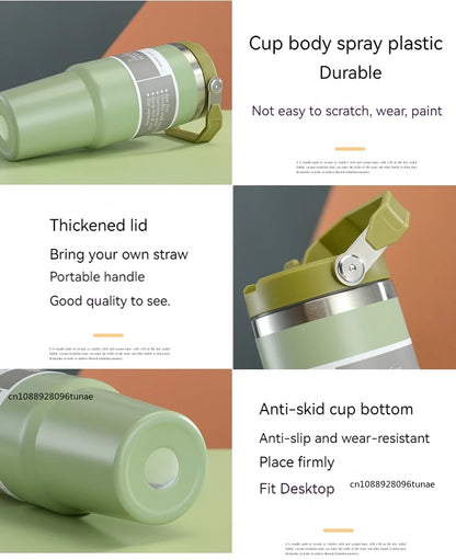 Thermal Water Bottle With Straw Outdoor Sport Coffee Cup Car Insulated Cup Tumbler Vacuum Flask Travel Thermal Mug 20oz/30oz