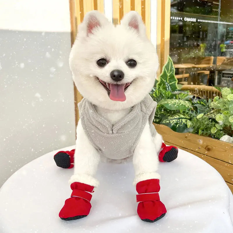 Winter Waterproof 4Pcs Warm Non-slip Snow Boots for Small Breeds Dogs Puppy Outdoor Walking Dog Socks Bootie Pet Paw Care