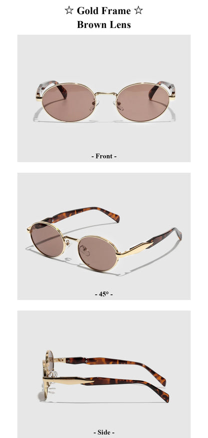 Ruiao 2026 Fashion Oval Sunglasses for Women Luxury Designer Metal Frame UV400 Sun Protection Shades Brand New Arrival Eyewear