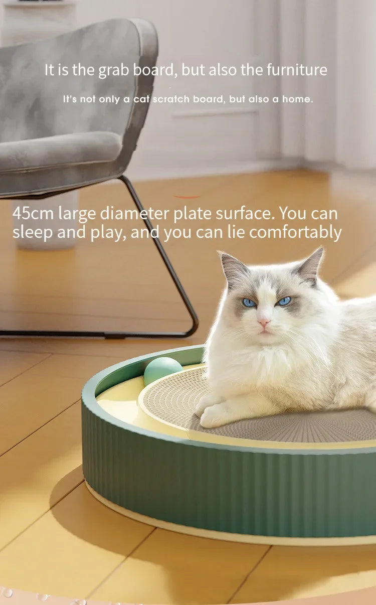 Interactive Round Cat Scratching Board with Ball Wear Resistant Corrugated Paper Multi Function Toy Cat Scratcher Accessories