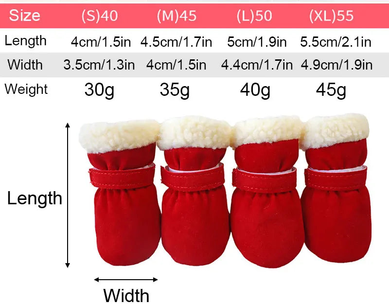Winter Waterproof 4Pcs Warm Non-slip Snow Boots for Small Breeds Dogs Puppy Outdoor Walking Dog Socks Bootie Pet Paw Care