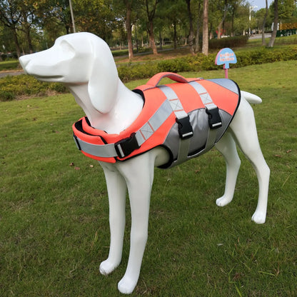 Reflective Dog Life Jacket Adjustable Breathable Pet Safety Vest Enhanced Buoyancy Oxford Cloth Swimming Clothes Beach