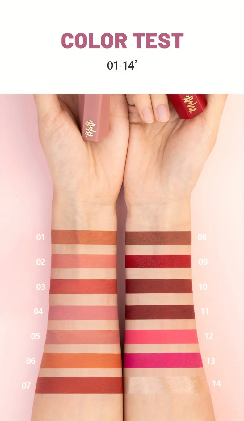 Matte Velvet Lip Tint, Nude Color Lip Glaze, Long Lasting Waterproof Non Transfer, Lightweight Soft Lip Makeup, Perfect Valentin