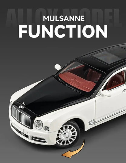 Diecast 1:24 Scale Bentley Mulsanne Alloy Model Car Collection Vehicle Simulation Sound & Light Metal Toy Gift