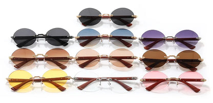 New Frameless Oval Sunglasses, High-end Light Luxury Women's Fashionable Summer Beach Vacation Sunglasses