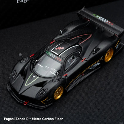 New Almost Real AR Box 1:64 Scale Pagani Zonda R Matte Carbon Fiber White HEC Alloy Car Collection Diecast Model Toys Gift