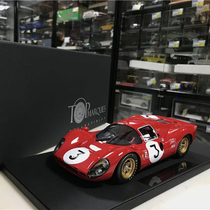 Top 1:18 Scale 330P4 1967 Sports Car Simulation Resin Car Model Toy Adult Fans Collection Gift Display Souvenir