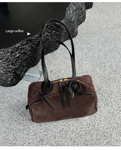 Women's Cow Genuine Leather Tote Bag suede commuting Cowhide Handbags Large Capacity Designer Luxury velvet Bags