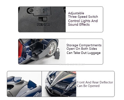 Pagani Huayra 1:18 Model Car Diecast Alloy Sport Cars Sound Light Pull Back Shock Absorption Models Festival Gift