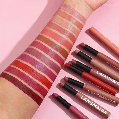 Matte Lipstick Non-Stick Cup Long-Lasting Velvet Finish Lipstick Pen  Smooth Matte Lip Color Waterproof Non-Fading -12 Colors