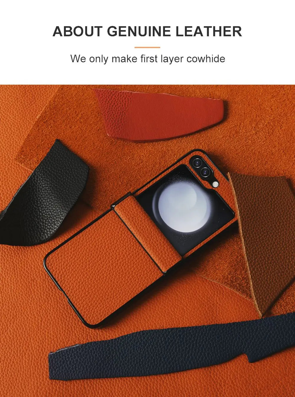Luxury Hand Crafted Genuine Leather Case For Samsung Galaxy Z flip5 Phone Cover Galaxy Z Flip 3 flip4  Back Shell Coque Capa