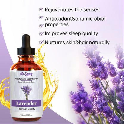100ml Lavender Plant Essential Oil Massage SPA Moisturizing Comfortable Calming Nourishing and Moisturizing  Essence No Additive