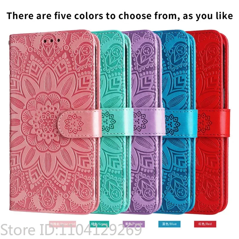 3D Sun Flower Luxury Wallet Flip Case For Honor Magic8 Lite Magic 8 7 6 5 4 Pro Lite 5G Shockproof PU+TPU Leather Phone Cover