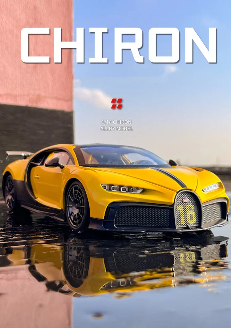 Bugatti Chiron 1:18 PUR SPORT Alloy Sports Model Diecast Metal Racing Car Vehicle Model Sound and Light SimulationToy Gift