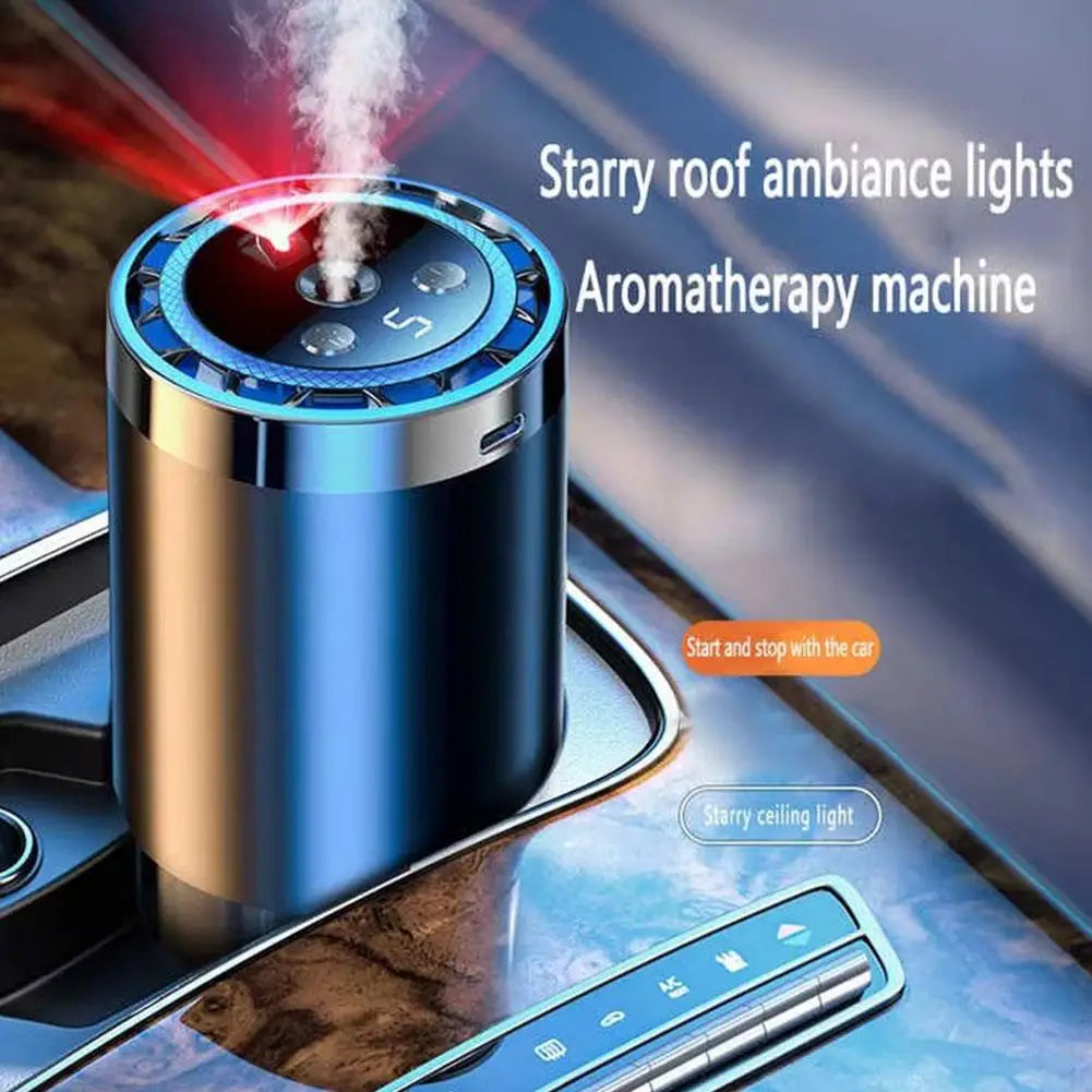 Smart Car Air Freshener Car Fragrance Diffuser Auto Adjustable Modes RGB Music Syncing Light And Starry Sky Projection ﻿