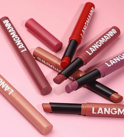Matte Lipstick Non-Stick Cup Long-Lasting Velvet Finish Lipstick Pen  Smooth Matte Lip Color Waterproof Non-Fading -12 Colors