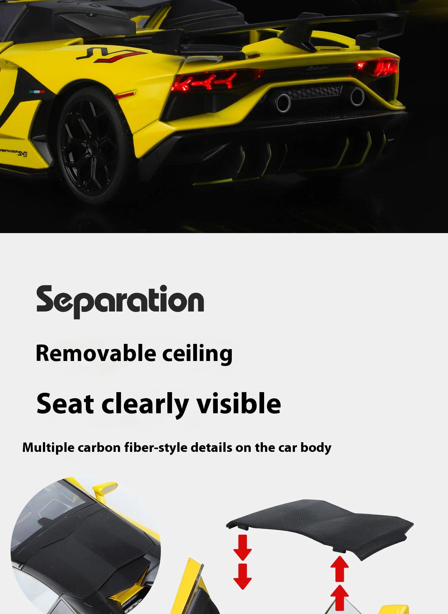 Large 1/18 Aventador SVJ Supercar Model Simulation Interior Details Adult Collection Ornaments