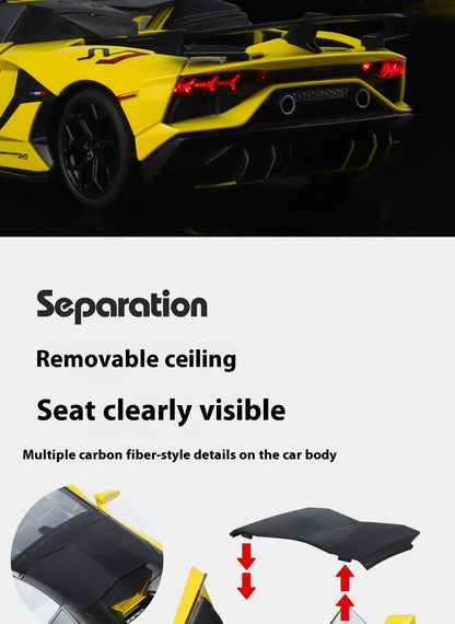 Large 1/18 Aventador SVJ Supercar Model Simulation Interior Details Adult Collection Ornaments