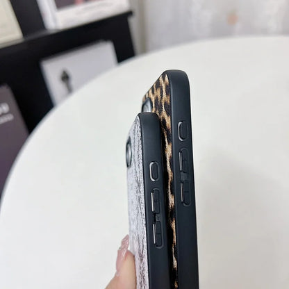 Luxury Leopard Snake leather Anti-Fall Case protectio for iPhone 16 15 13 12 11 14 17 Pro Max Plus 17 Air XS XR shockproof Cover