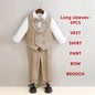 Children's Boys Khaki Striped Suit Set Formal Luxurious Kids Boys Wedding Suit Elegant Kids Boy Suit 1-10Y Boys Suits Outfit Set