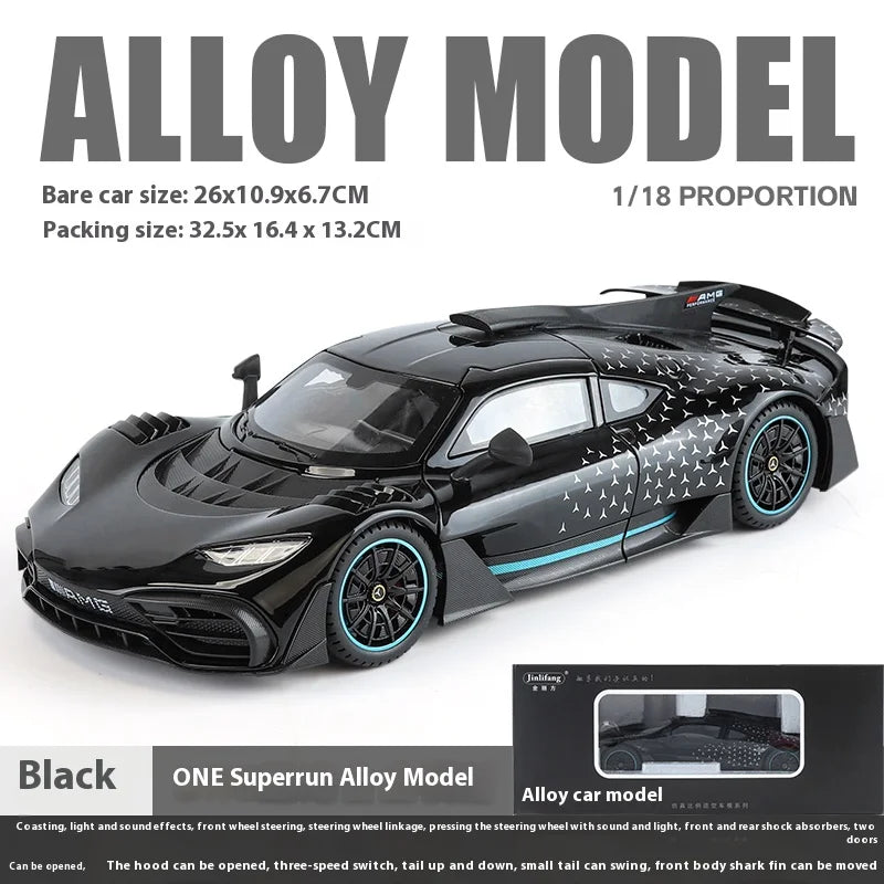 Large 1/18 alloy die-cast AMG-ONE sports car model simulation sound and light adult collection gift