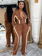 Doyerl Striped Casual Two Piece Set Woman Tracksuit Sports Joggers Zip Long Sleeve Jacket and Sweatpants Matching Sets Outfits