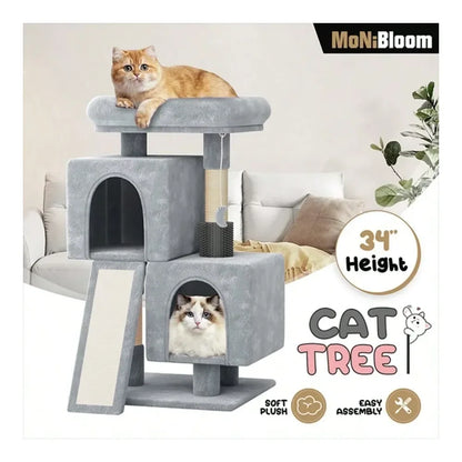 Tree, 34 Inch Cat Tree Tower With 2 Cat Condo, Cat Tower With ching Post SisalCovered ching Board, Cat Climbing Tower