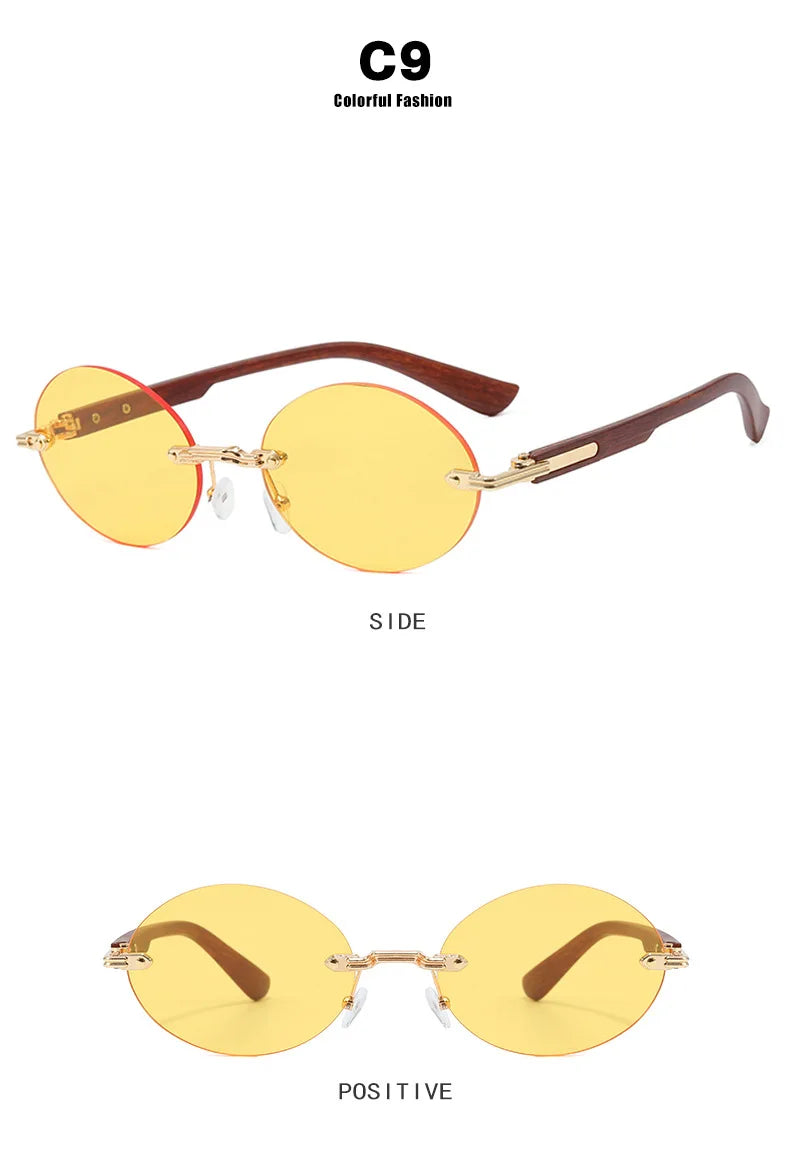 New Frameless Oval Sunglasses, High-end Light Luxury Women's Fashionable Summer Beach Vacation Sunglasses