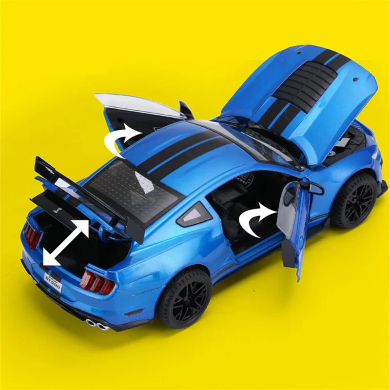 Ford Mustang Shelby GT500  1:18 Alloy Sports Car Model Diecast Metal Racing Car Vehicles Model Sound and Light Toy Gift