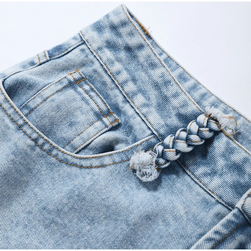 Y2k Vintage Women Jeans Hollow Out Solid Wide Leg Denim Pant Fashion All-match Lady Streetwear Summer Office Commute 2026