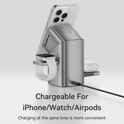 MAXCO Qi2 3-in-1 Wireless charger with Auto-Rotating Phone Dock compatible with MagSafe for iPhone Apple Watch Ultra 2 Airpods