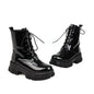 High End Women Boot Fashion Patent Leather Ankle Boots Exquisite Lace Platform Boots for Woman Luxury Designer Shoes Botas Mujer