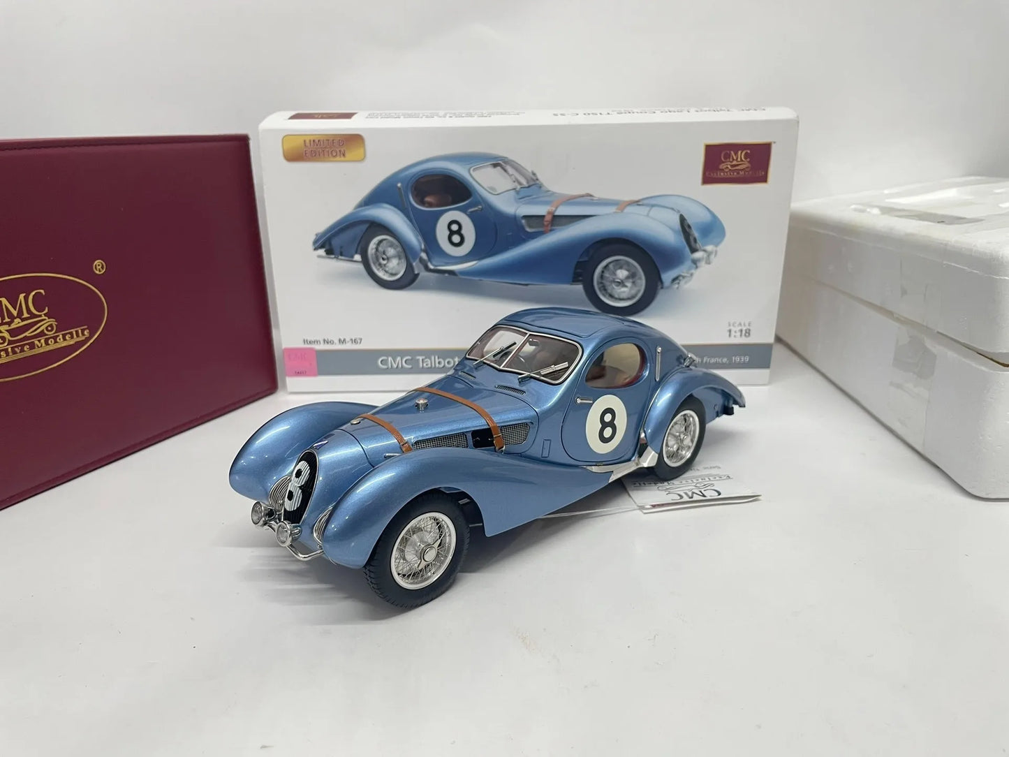 CMC 1:18 Talbot Lago Coupe T150 1939 #8 Simulation Limited Edition All Open Alloy Metal Static Car Model Toy Gift