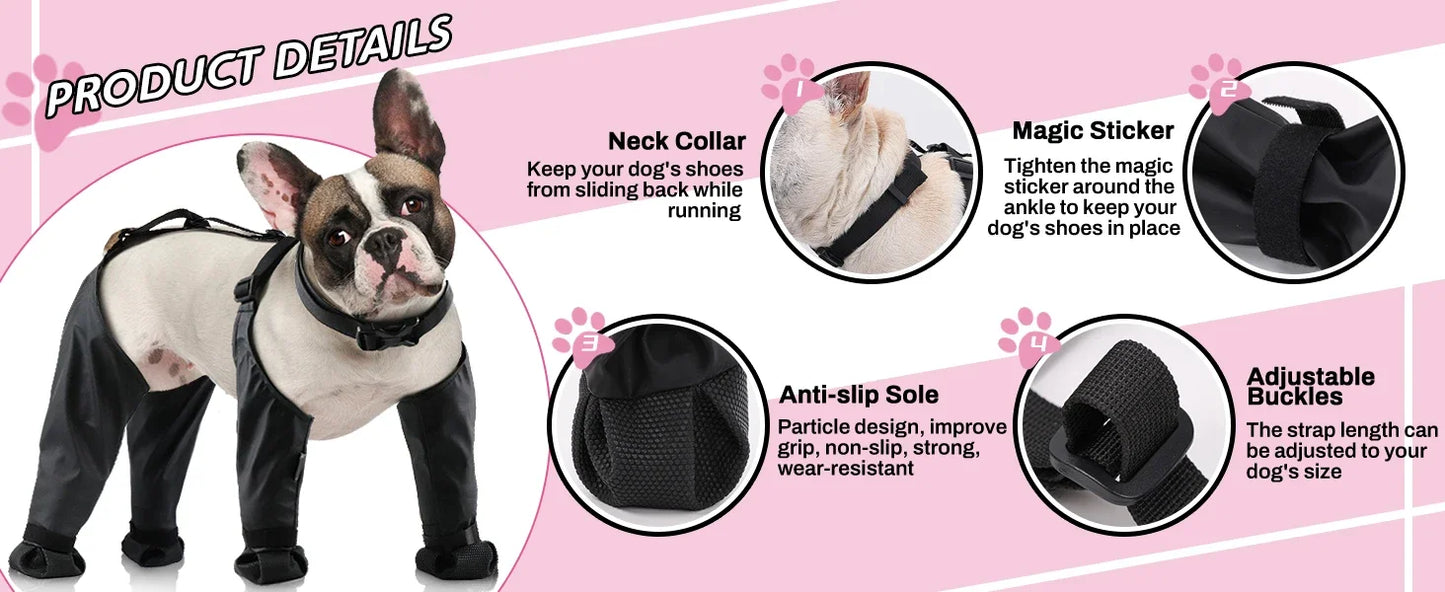 Best Anti-Slip Dog Shoes Pet Paw Protector Dog Rain Booties, Dirty-proof & Anti-fall Dog Outdoor Dog Suspender Sock Shoes