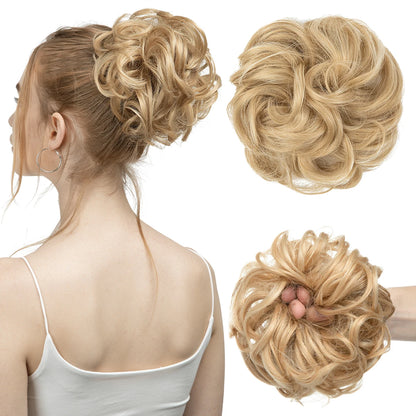 Synthetic Messy Hair Bun Extensions Big Curly Elastic Hair Scrunchies Hairpieces Chignon Donut Updo Hair Pieces for Women
