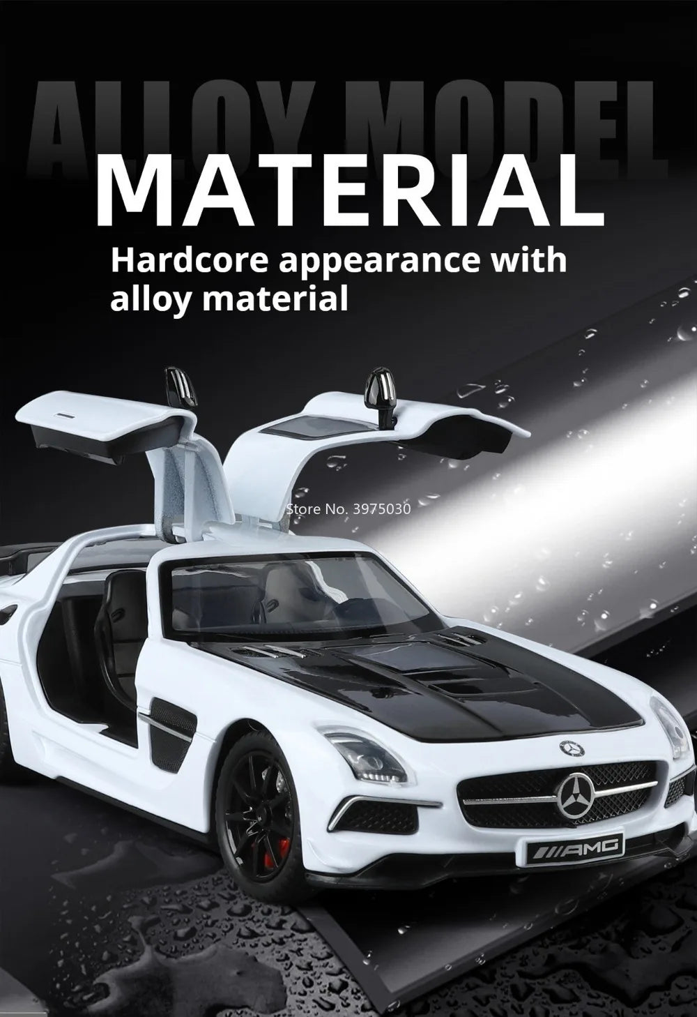 Benz SLS 1:24 Model Car Alloy Diecasting Wheel Steering Miniature Vehicles with Light Music Model Car Gifts