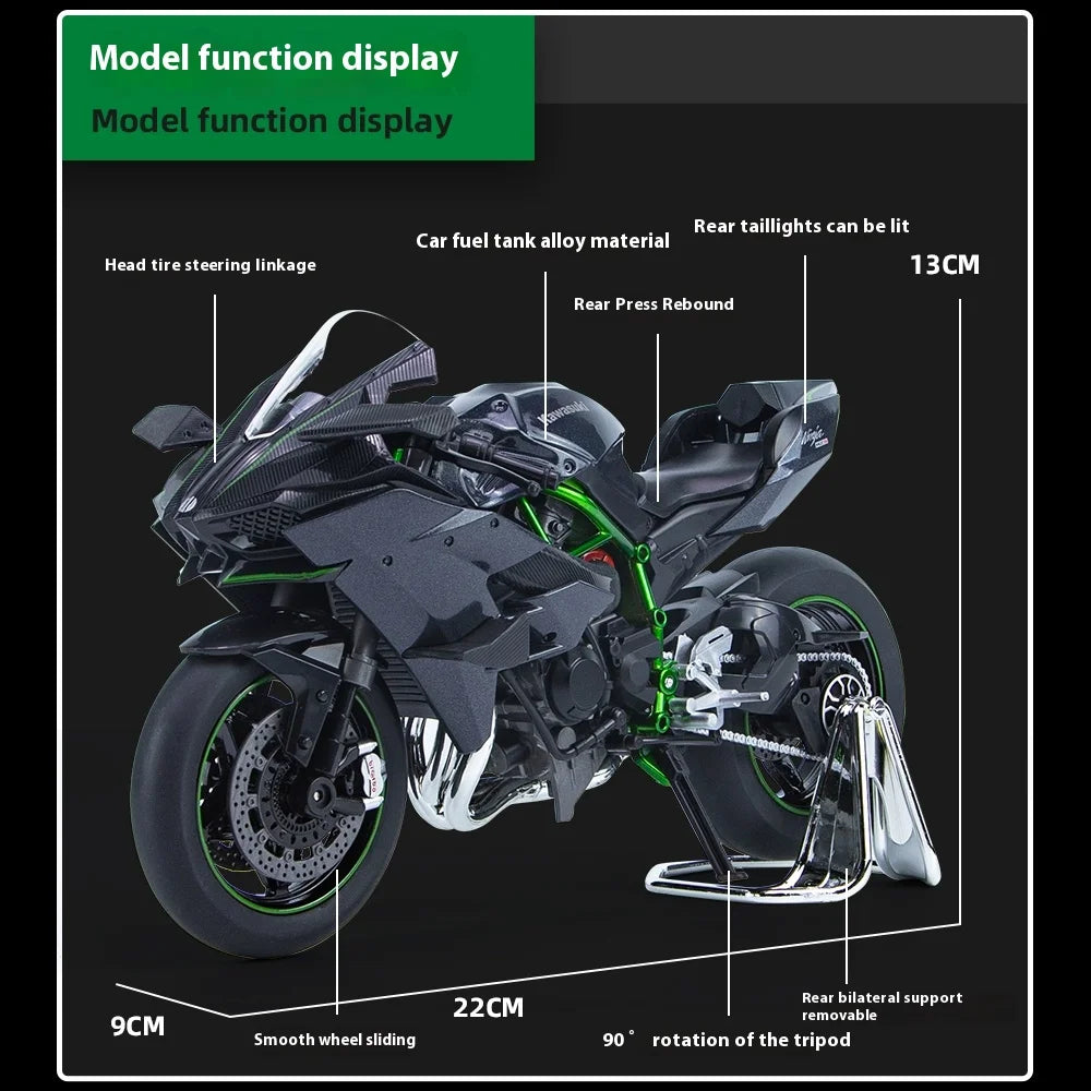 Boutique Boxed 1:9 Kawasaki H2R V4S Motorcycle Model Simulation Alloy Motorcycle Figure Gift