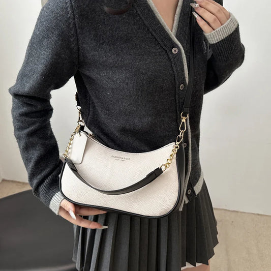 Cherry Pendant Crossbody Bag for Women PU Leather Crescent Bag Adjustable Strap Underarm Bag Closure Handbag for Work Travel