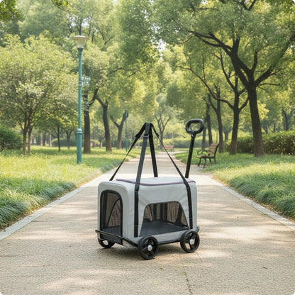 Rolling Pet Carrier Foldable Wheeled Pet Carrier Smooth Spacious for Small Pets, Travel, Vet Visits