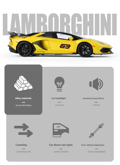 Large 1/18 Aventador SVJ Supercar Model Simulation Interior Details Adult Collection Ornaments
