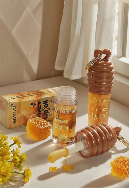 SAM SUGAR 2-Color Honey Essence Lip Oil Long-Lasting Moisture, Reduces Lip Lines Transparent Hydrating Lip Gloss