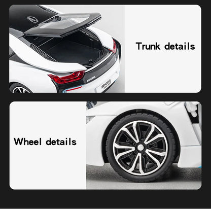 BMW I8 Sports Car Alloy Diecast 1:22 Model Car Vehicle Collection Simulation Sound & Light Toy Car Gifts