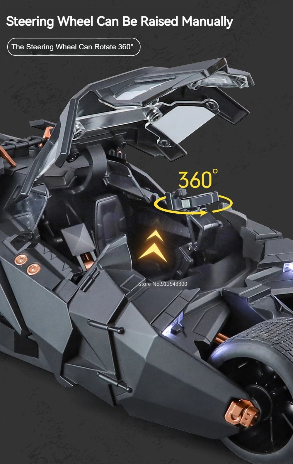 Large Scale 1:18 Batmobile Car Model Toy The Dark Knight Trilogy Sound Light Sliding Spray Alloy Vehicle Models Ornaments Gifts