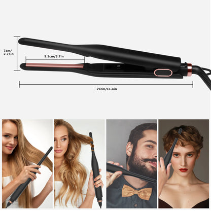 Small Flat Iron for Short Hair, Temperature Adjustable Pencil Flat Iron Fast Heat Up Beard Straightening Iron