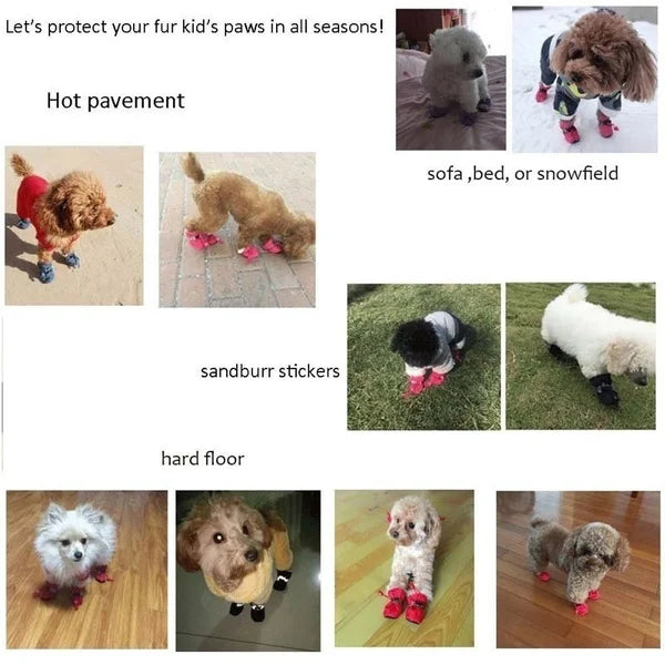 4 PCS set Of Waterproof Pet Dog Shoes, Anti Slip Soft Soled Rain Boots, Kitten Dog Shoes, Puppy Pet Boots, Pet Paw Accessorie