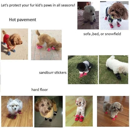 4 PCS set Of Waterproof Pet Dog Shoes, Anti Slip Soft Soled Rain Boots, Kitten Dog Shoes, Puppy Pet Boots, Pet Paw Accessorie
