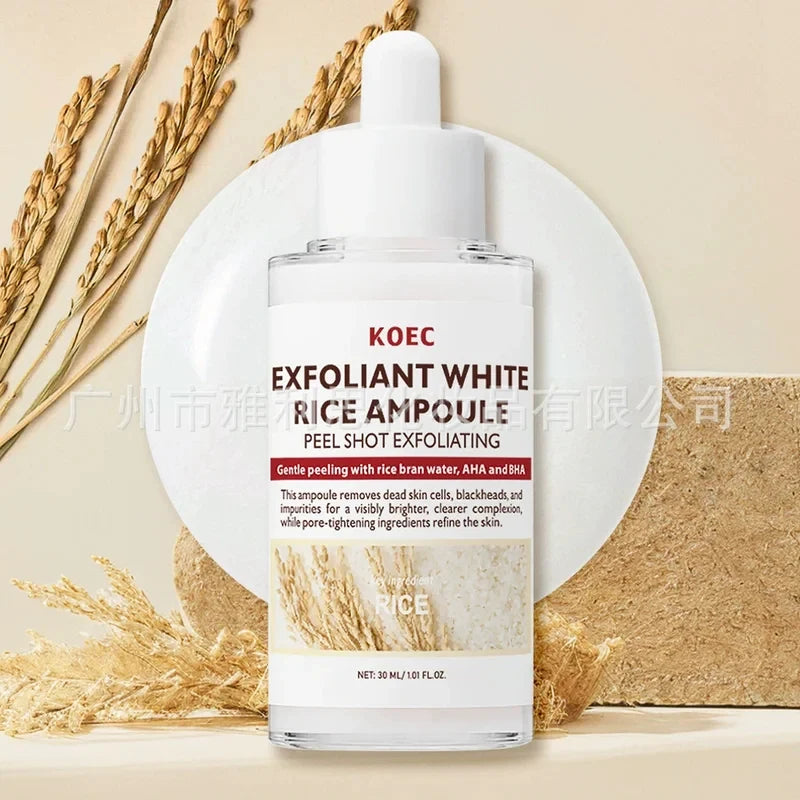 KOEC Exfoliant Black & White Rice Ampoule Facial Serum Peel Shot Exfoliating Cleans Blackhead Pore Brightening Remove Dead Skin